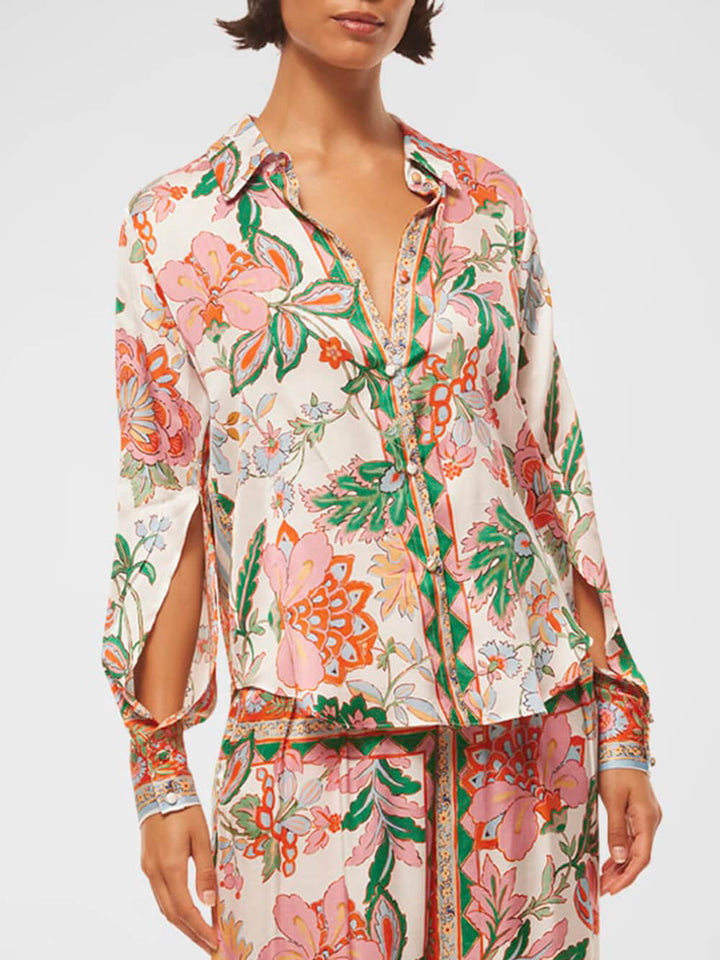 Unieke bloemenprint blouse met split