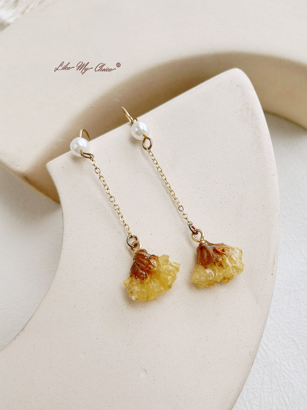 Forget-Me-Not Resina Flores secas Epoxy Pendientes de perlas