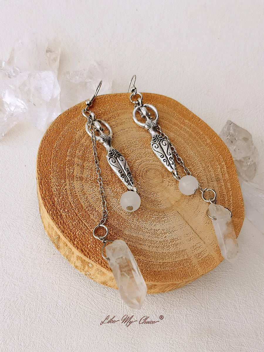 Boucles d'oreilles en quartz énergétique Reiki Déesse