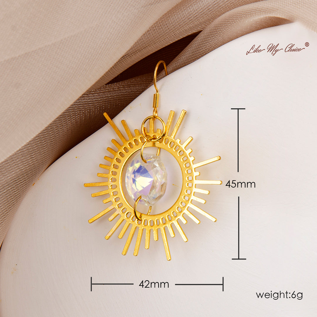 Pendientes de cristal Boho Gold Sun