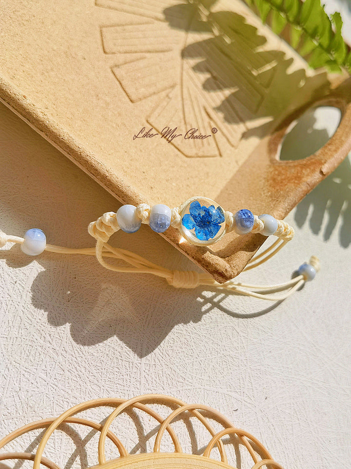 Pulsera trenzada de cerámica con piedra del tiempo flor de cerezo