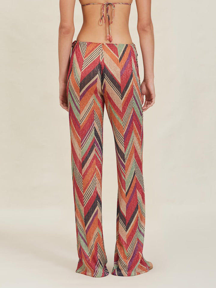 Seaside Vacation Geometric Print Side Tie Straight Hose