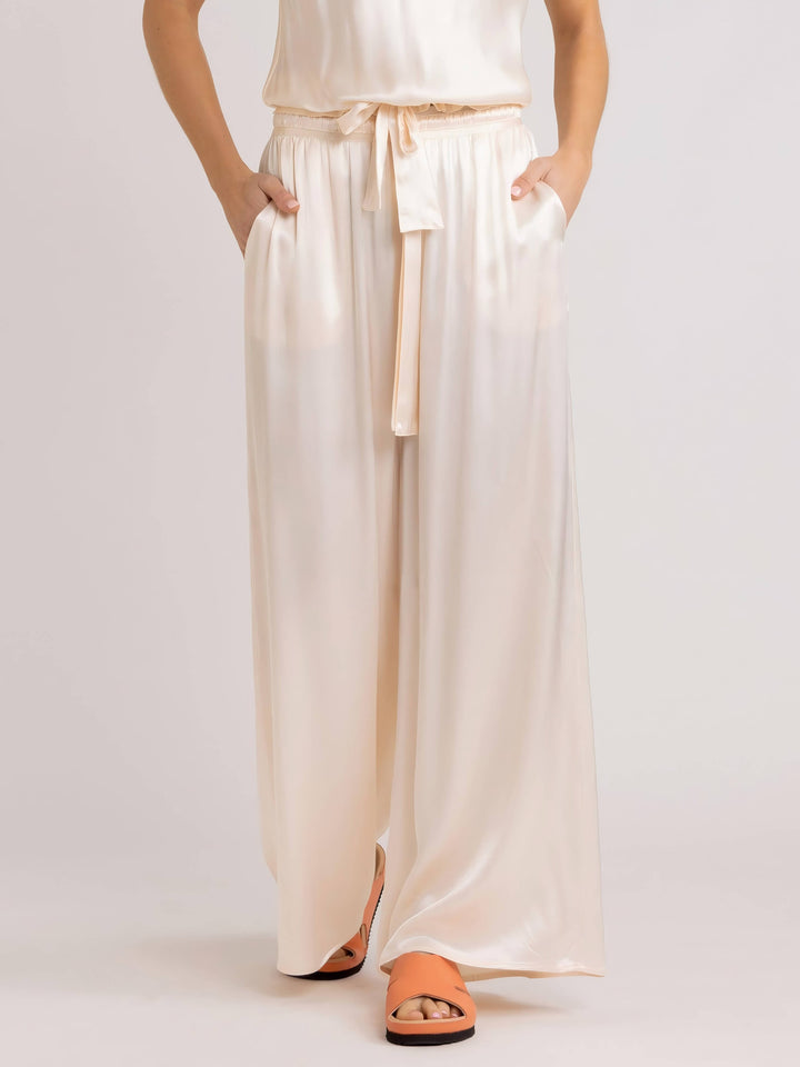 Satin Tie Loose Casual Wide-Leg pantaloni