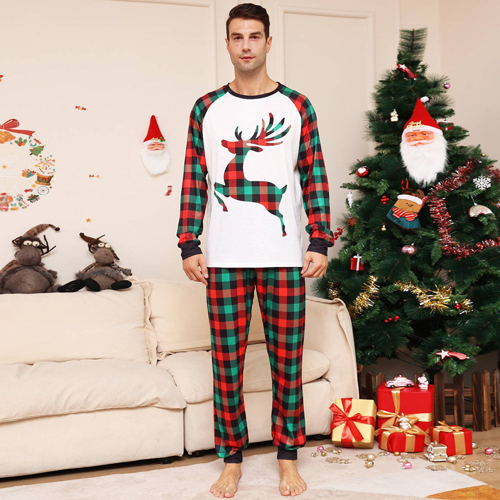 Weihnachten Familie zusammenpassende Pyjamas Set Grün Gitter Schlafanzüge