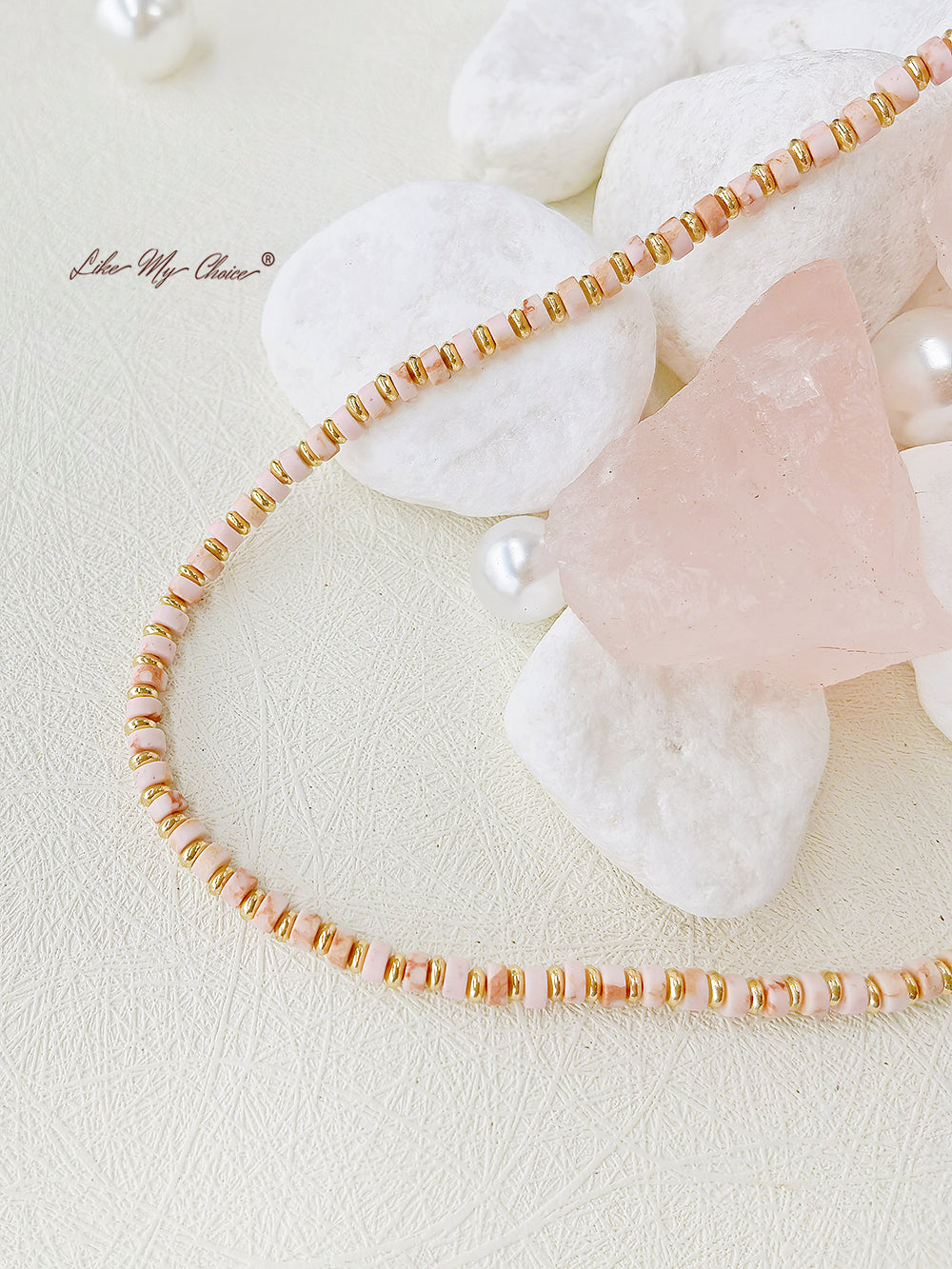 Pink Natural Gemstone Necklace for Fall