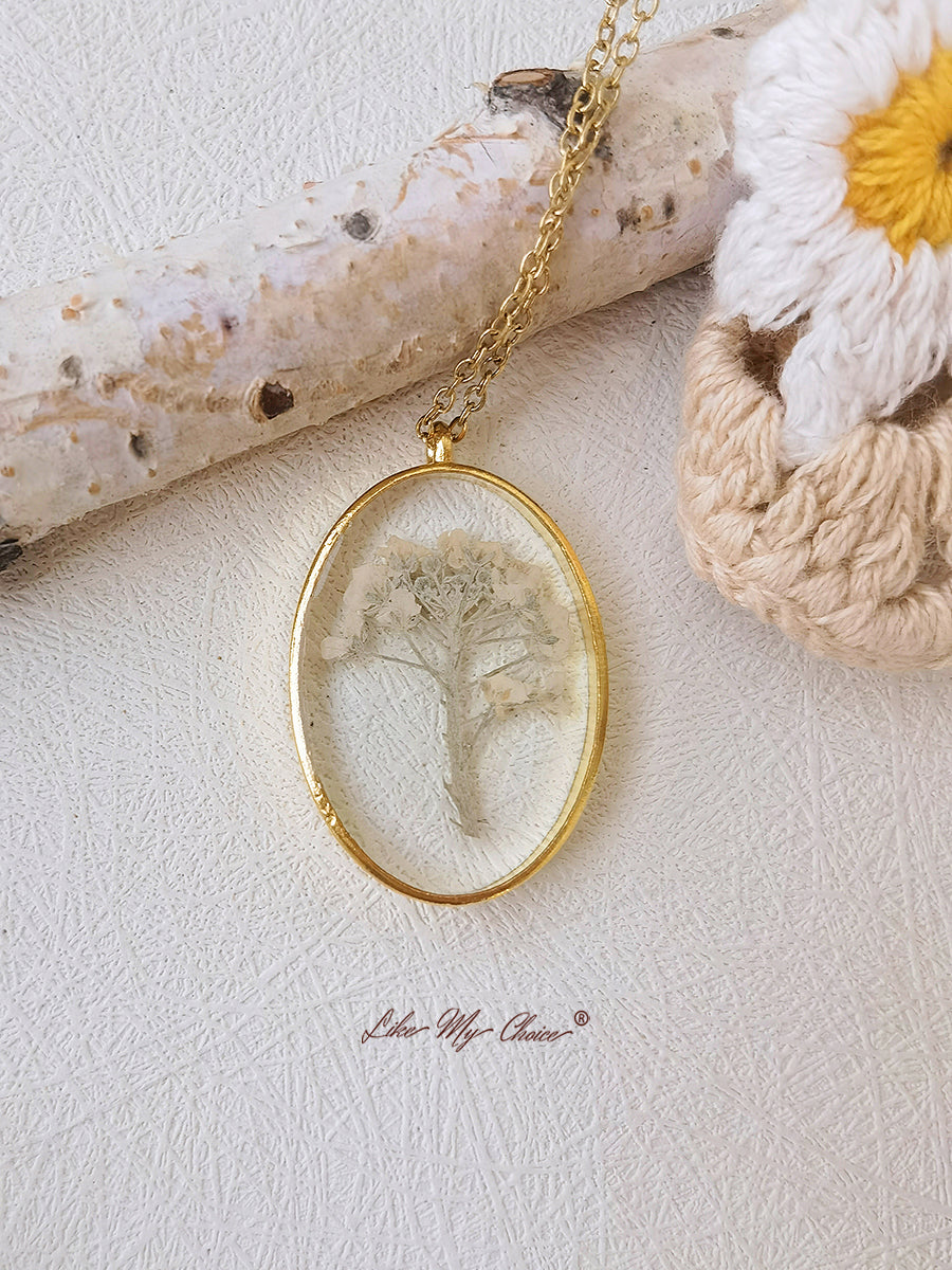 Witte Baby's Adem Geperste Bloem Ketting