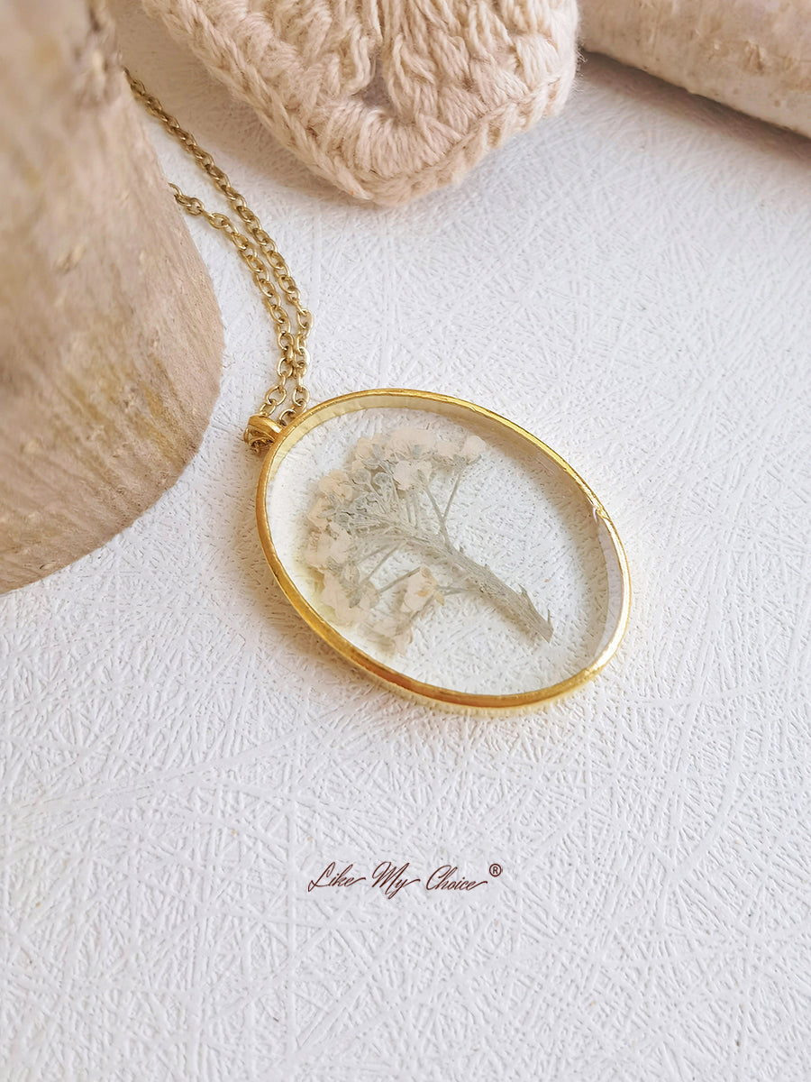 Witte Baby's Adem Geperste Bloem Ketting