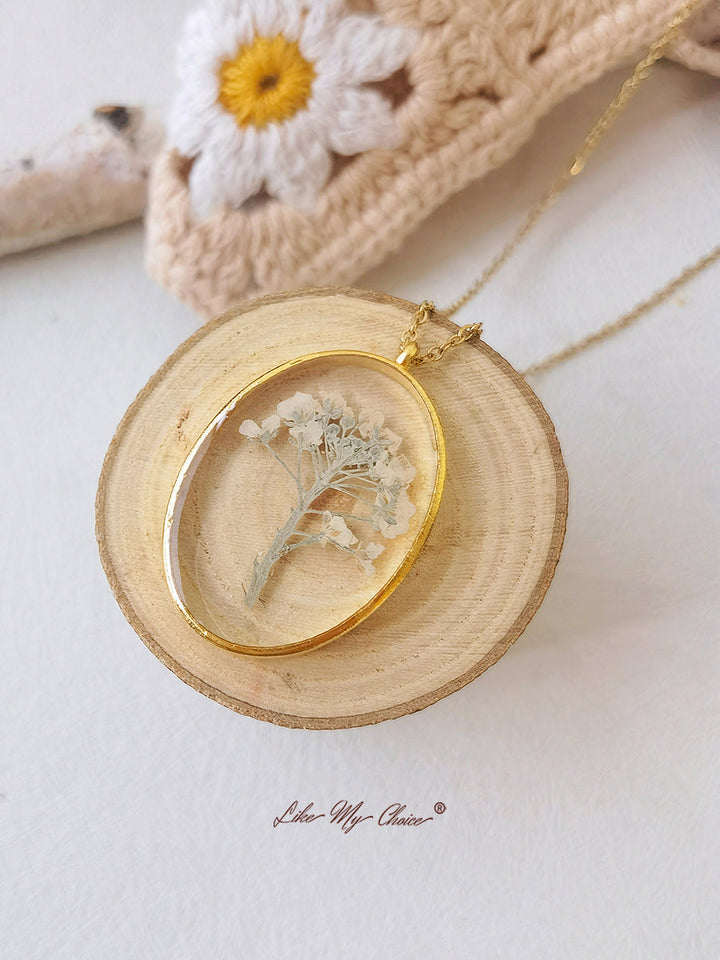 Witte Baby's Adem Geperste Bloem Ketting