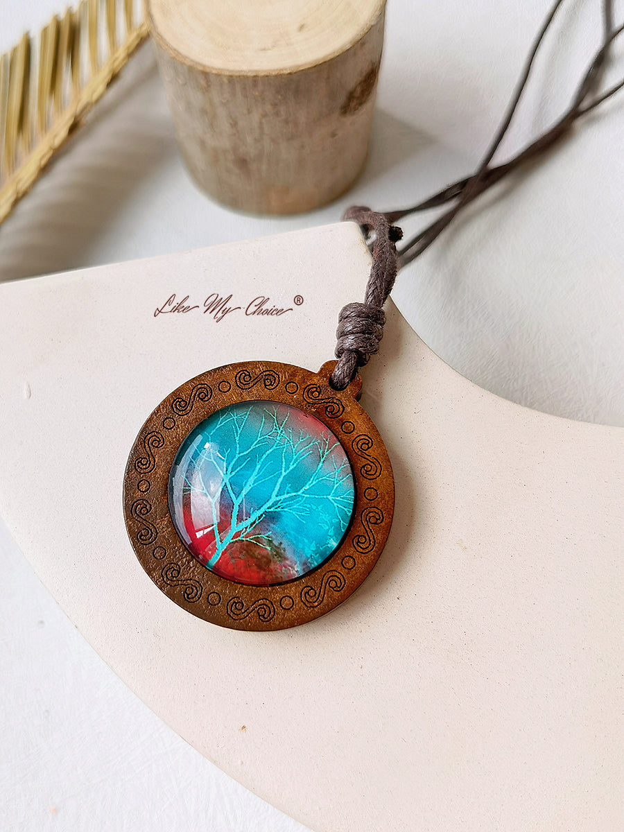 LikeMyChoice? Tree of Life Kunstglas Tegel Hanger Ketting