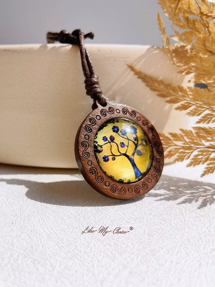 LikeMyChoice? Tree of Life Kunstglas Tegel Hanger Ketting