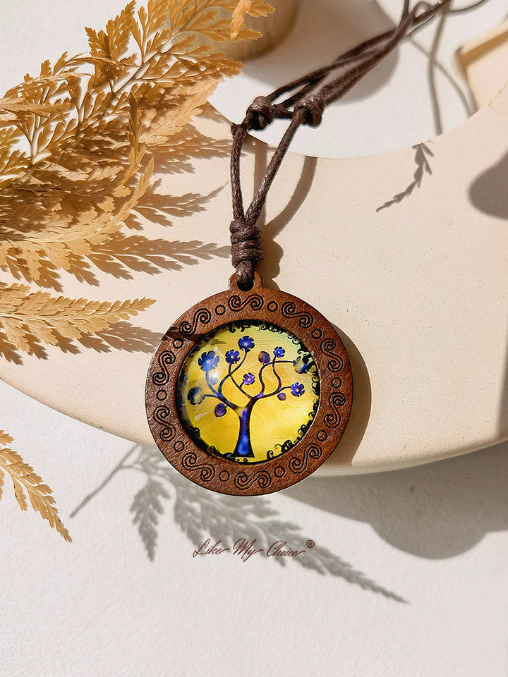 CommeMonChoix ? Collier à pendentifs en verre artistique de l'arbre de vie