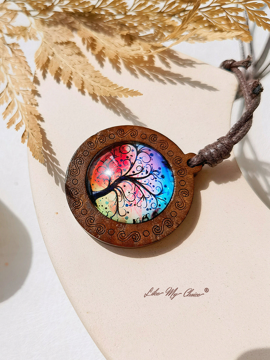 LikeMyChoice? Tree of Life Kunstglas Tegel Hanger Ketting