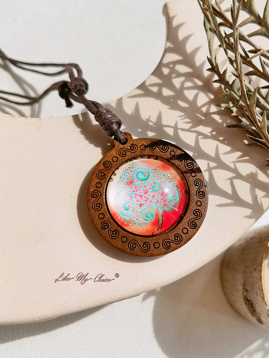 LikeMyChoice? Tree of Life Kunstglas Tegel Hanger Ketting