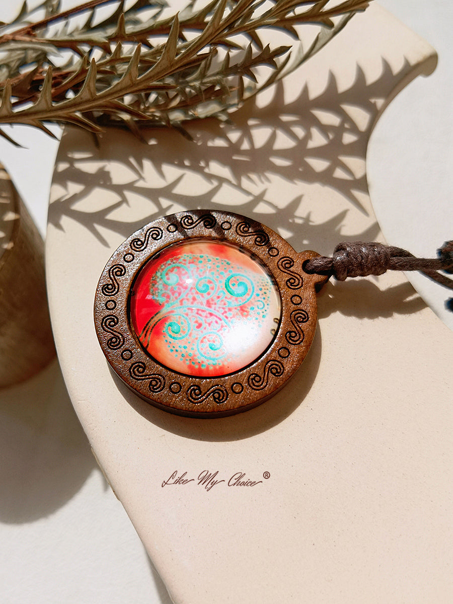 LikeMyChoice? Tree of Life Kunstglas Tegel Hanger Ketting