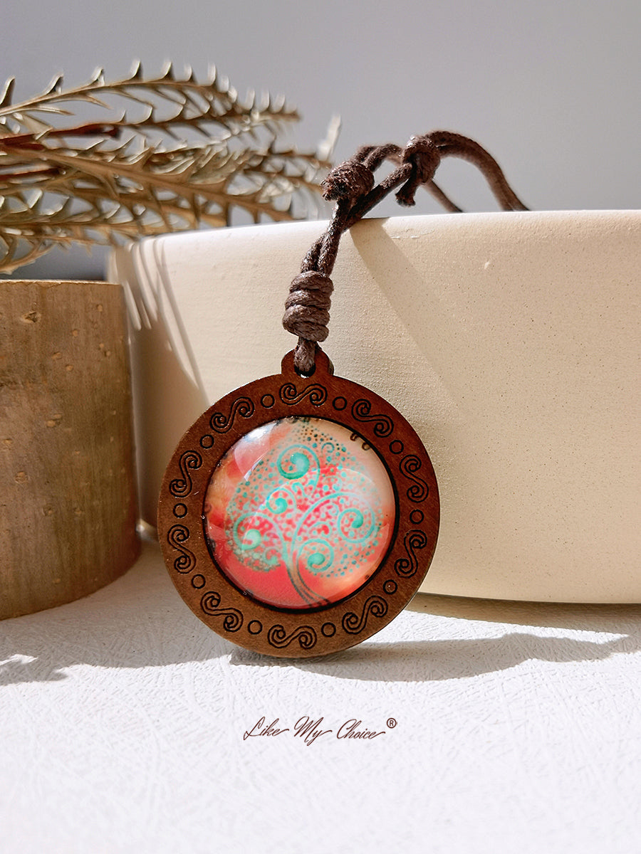 LikeMyChoice? Tree of Life Kunstglas Tegel Hanger Ketting