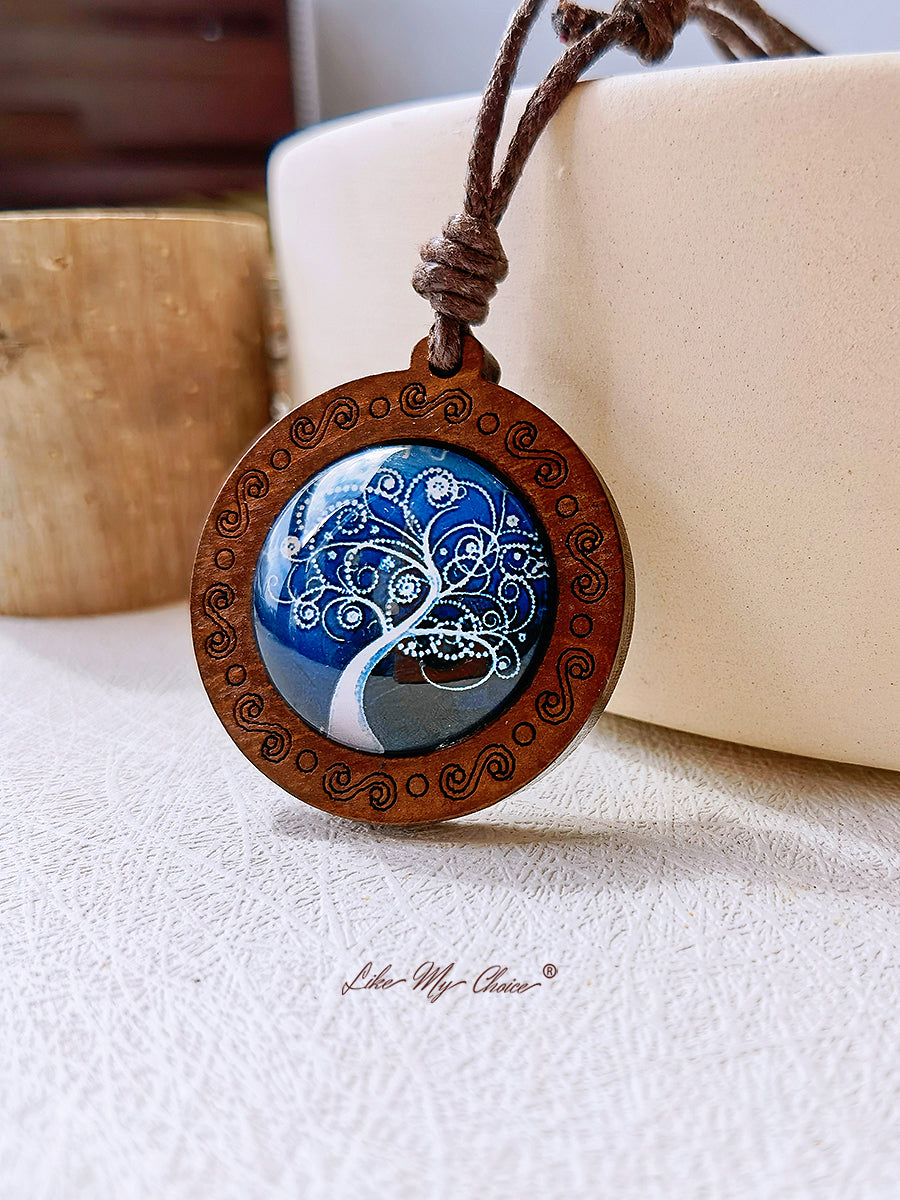 LikeMyChoice? Tree of Life Kunstglas Tegel Hanger Ketting