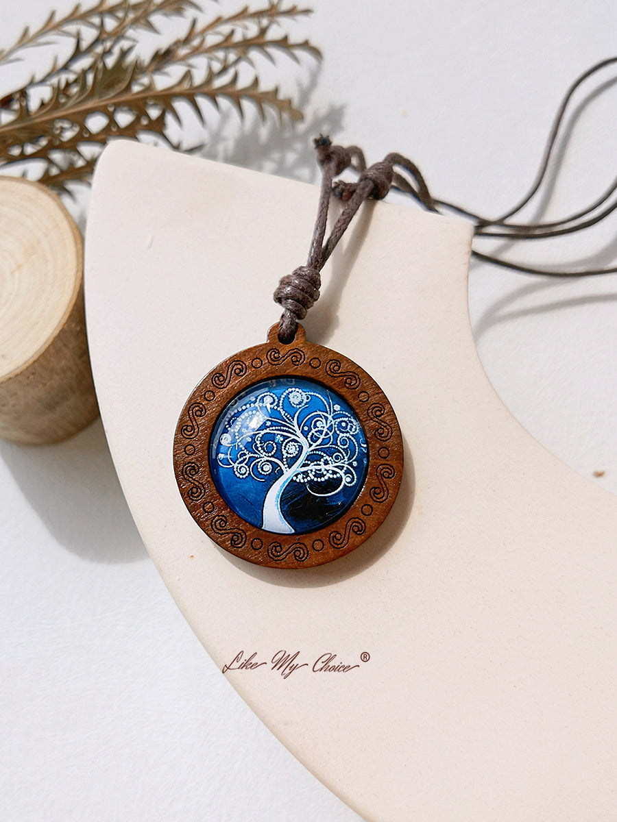 LikeMyChoice? Tree of Life Kunstglas Tegel Hanger Ketting