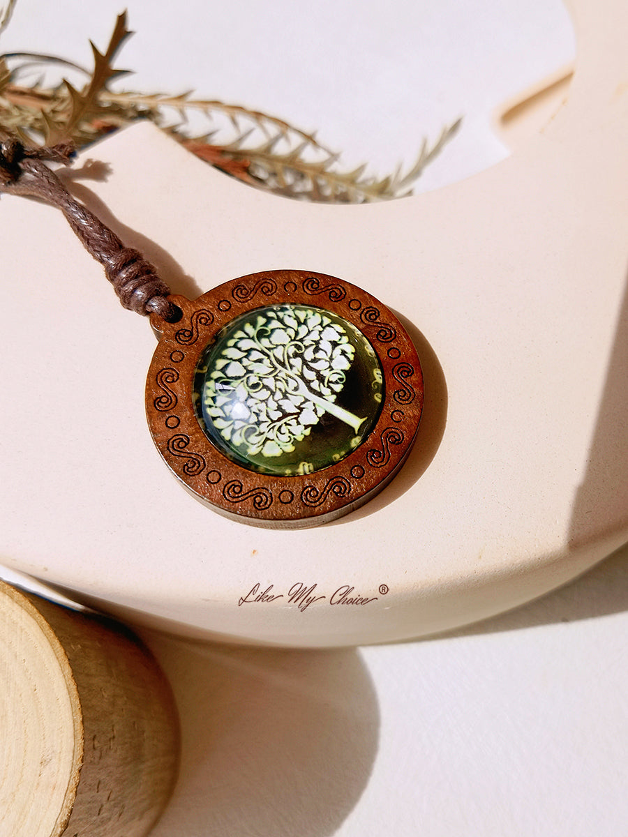 LikeMyChoice? Tree of Life Kunstglas Tegel Hanger Ketting