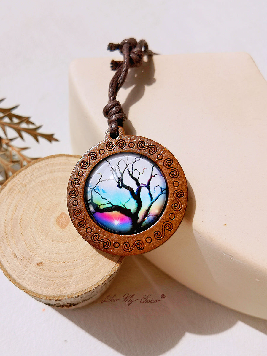 LikeMyChoice? Tree of Life Kunstglas Tegel Hanger Ketting