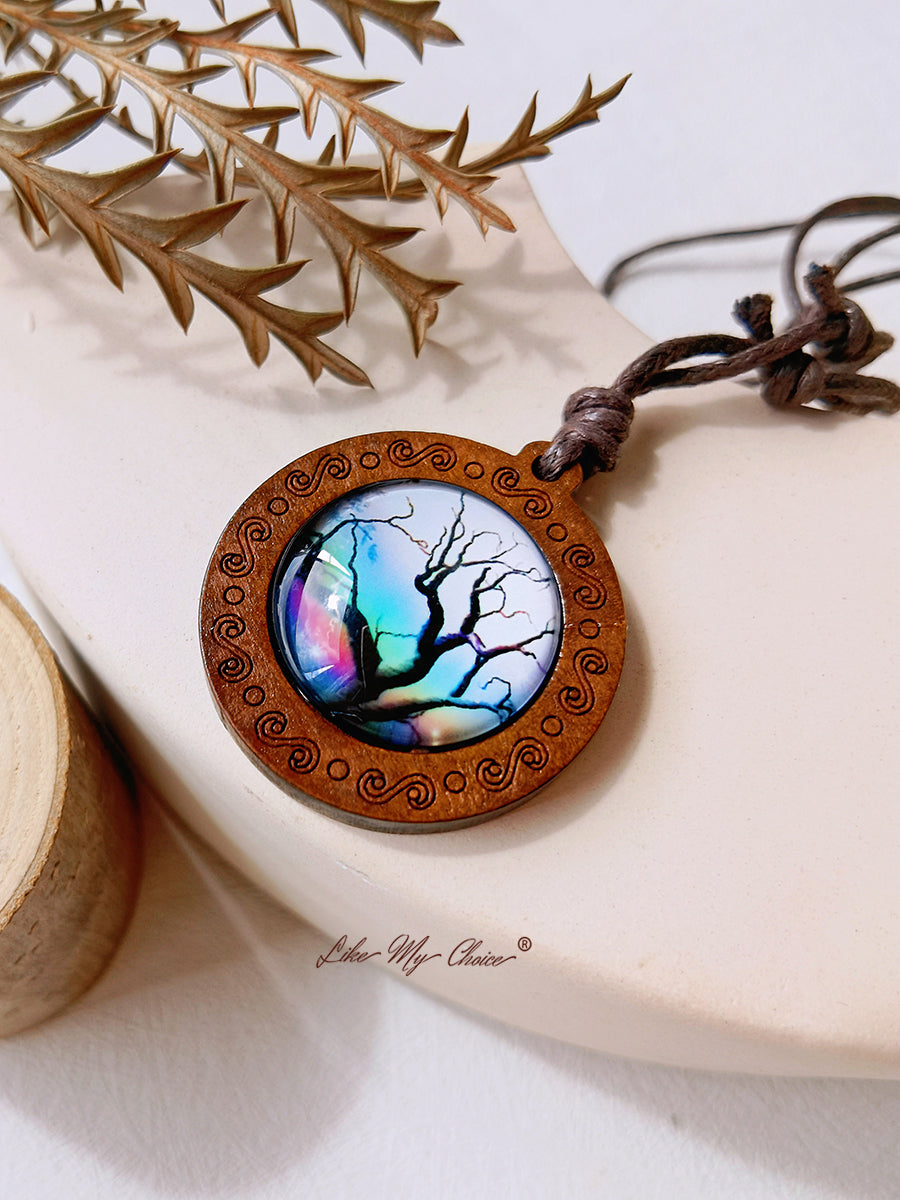 LikeMyChoice? Tree of Life Kunstglas Tegel Hanger Ketting