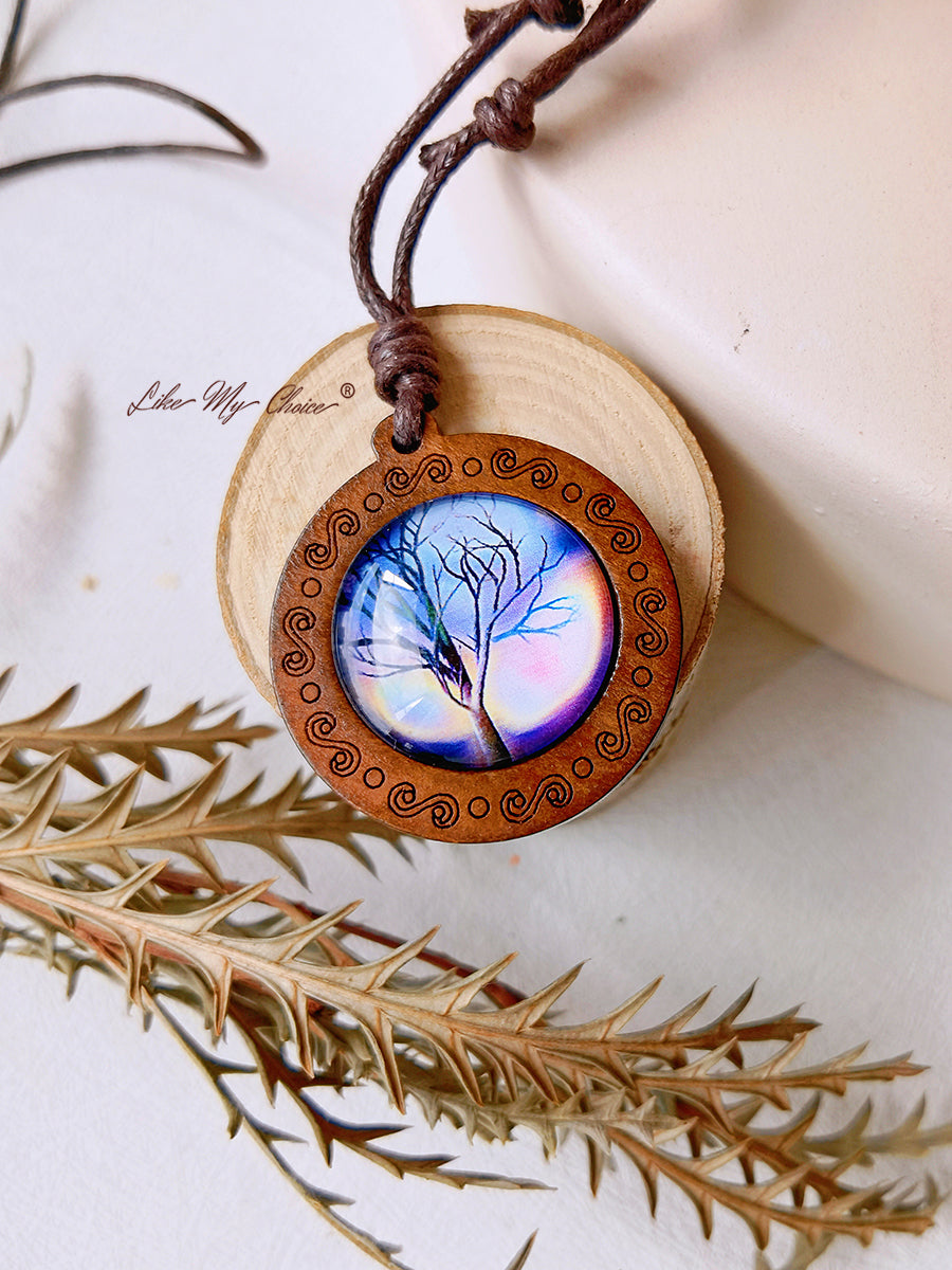 LikeMyChoice? Tree of Life Kunstglas Tegel Hanger Ketting