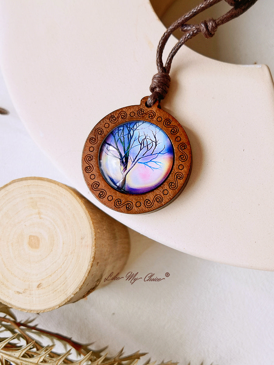 LikeMyChoice? Tree of Life Kunstglas Tegel Hanger Ketting