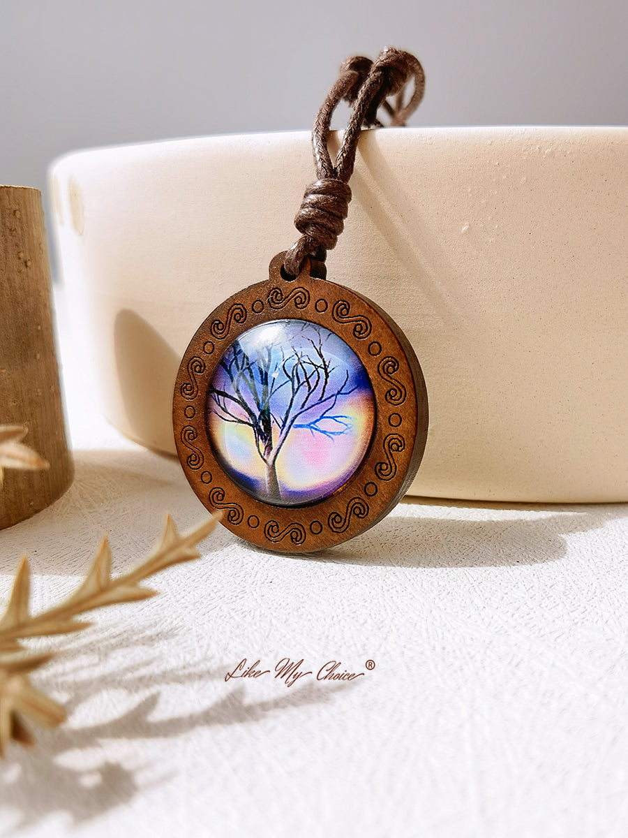 LikeMyChoice? Tree of Life Kunstglas Tegel Hanger Ketting