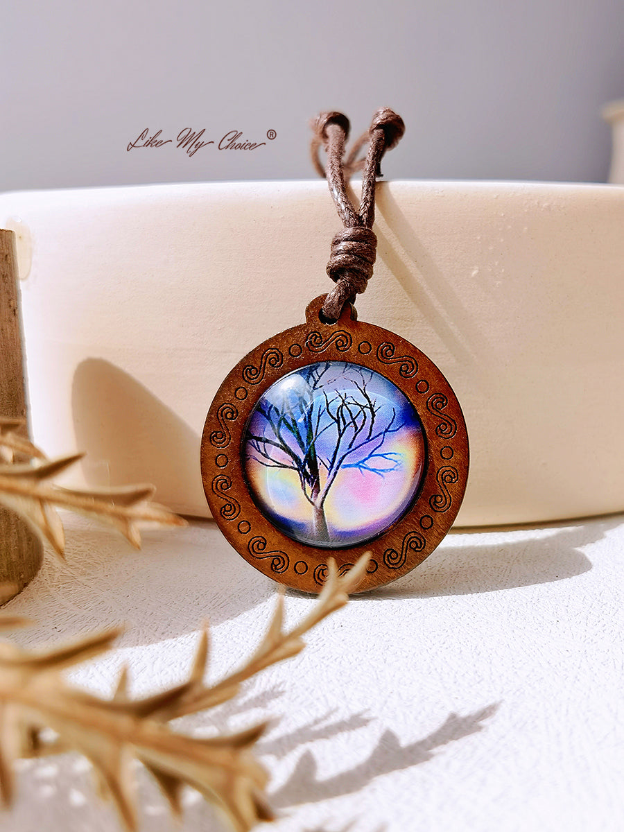 LikeMyChoice? Tree of Life Kunstglas Tegel Hanger Ketting