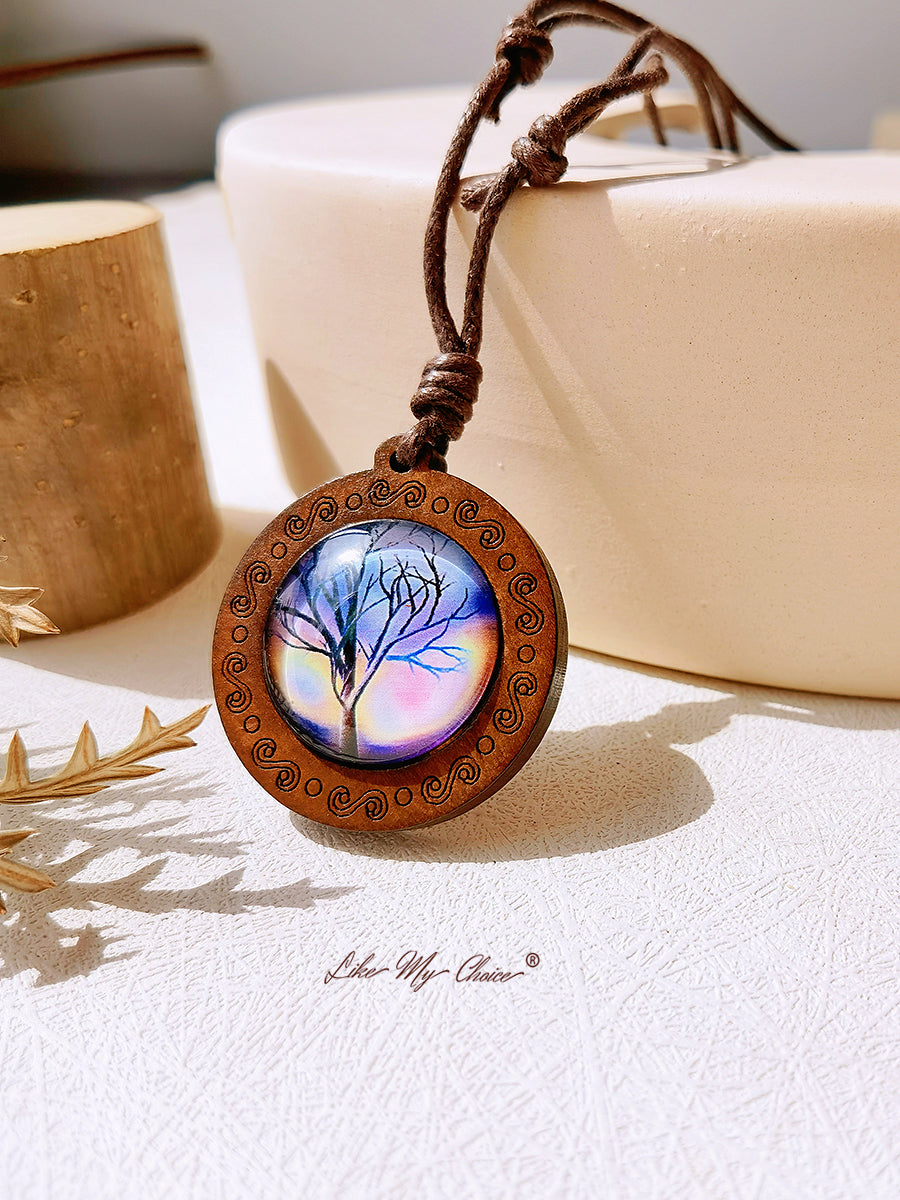 LikeMyChoice? Tree of Life Kunstglas Tegel Hanger Ketting