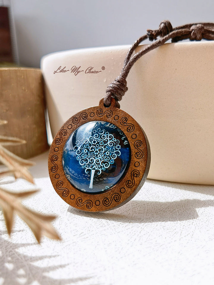 LikeMyChoice? Tree of Life Kunstglas Tegel Hanger Ketting