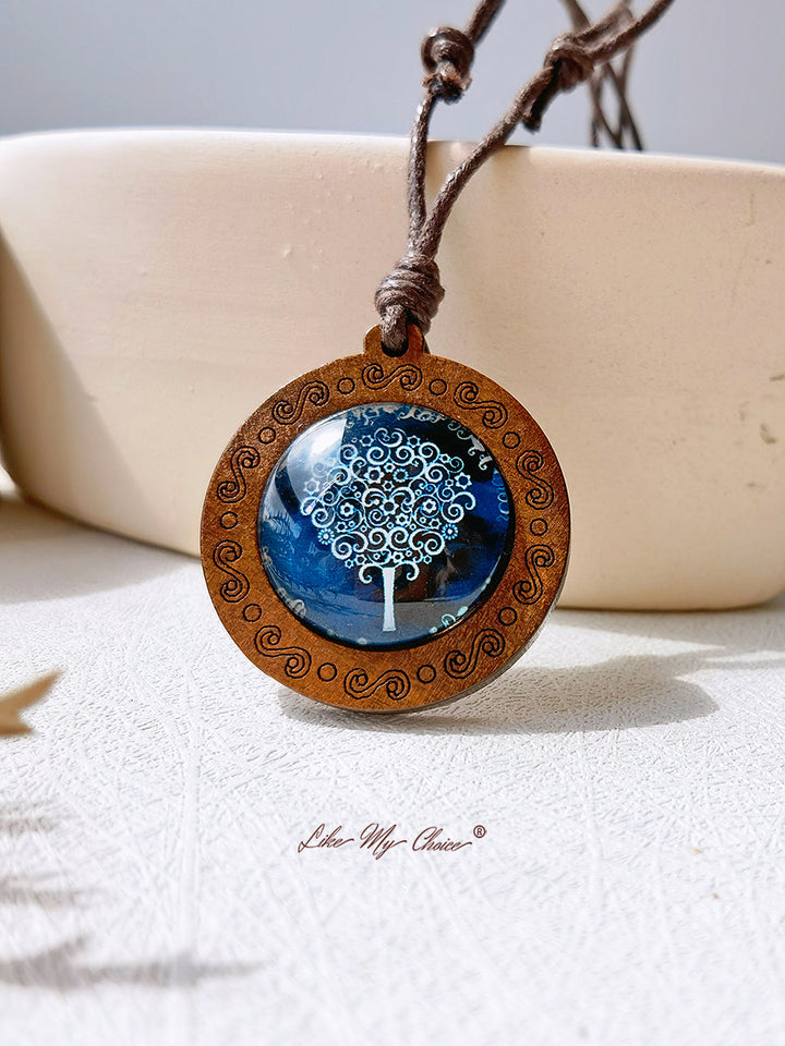 LikeMyChoice? Tree of Life Kunstglas Tegel Hanger Ketting