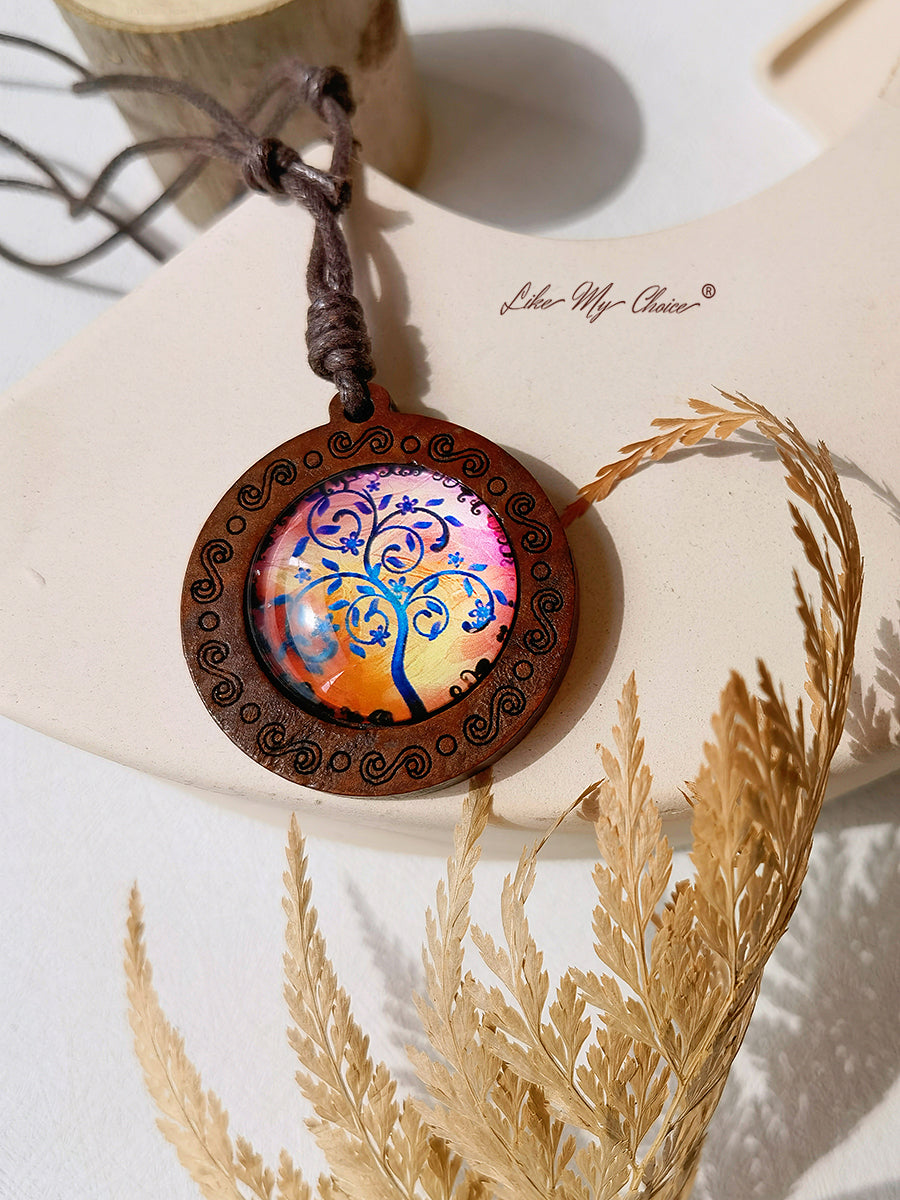 LikeMyChoice? Tree of Life Kunstglas Tegel Hanger Ketting