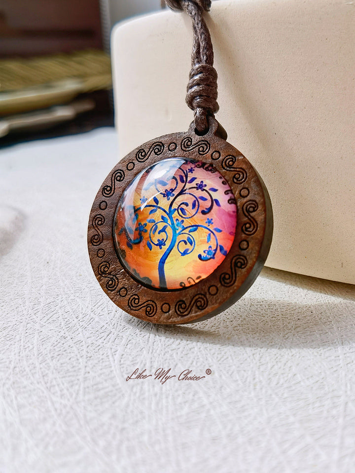 LikeMyChoice? Tree of Life Kunstglas Tegel Hanger Ketting