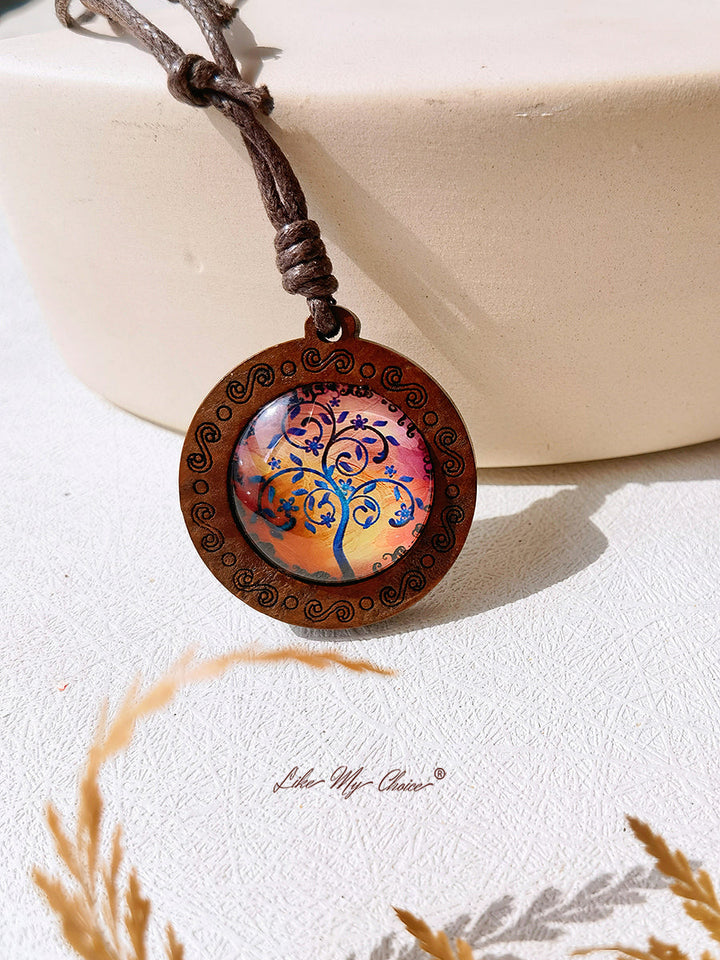 LikeMyChoice? Tree of Life Kunstglas Tegel Hanger Ketting