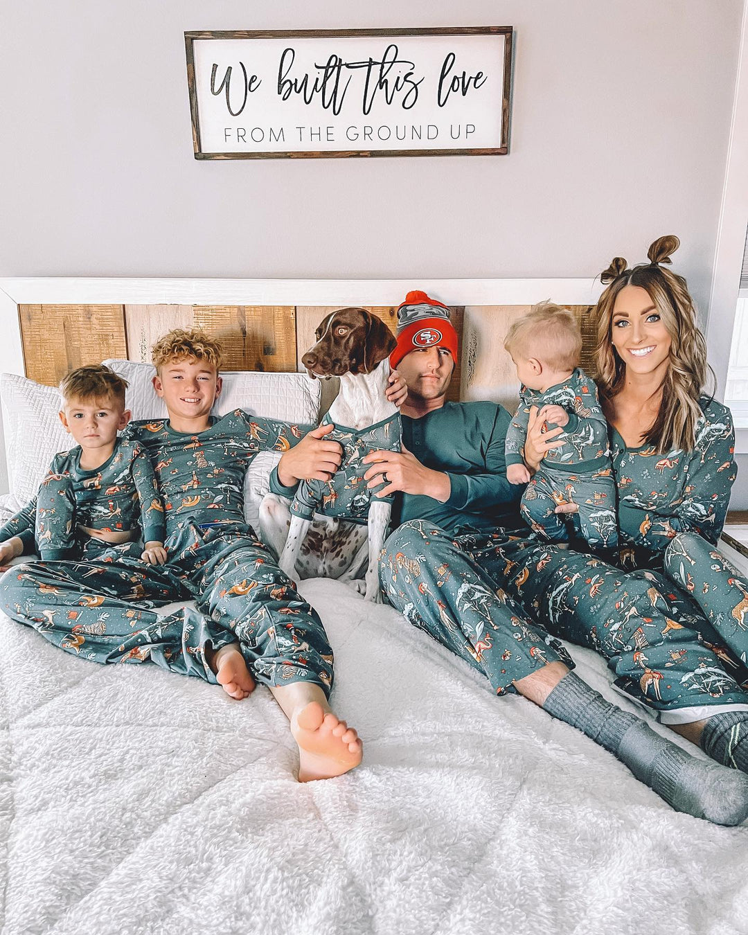 Kerst Schattige Dieren Fmalily Bijpassende Pyjama Sets (Met Hond van het Huisdier)