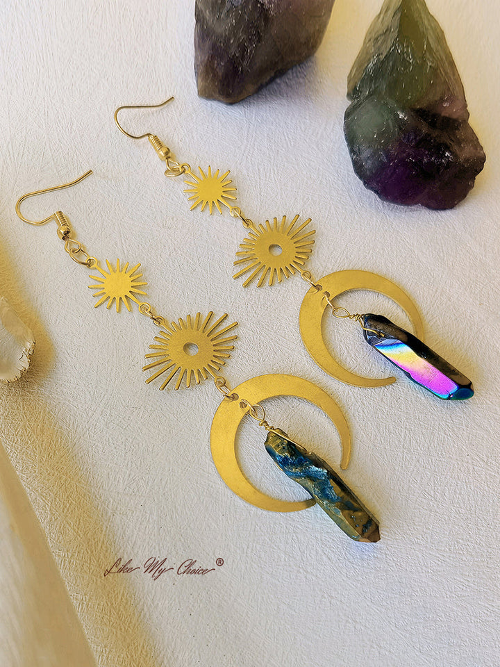 Boucles d'oreilles œil de sorcière en cristal de lune