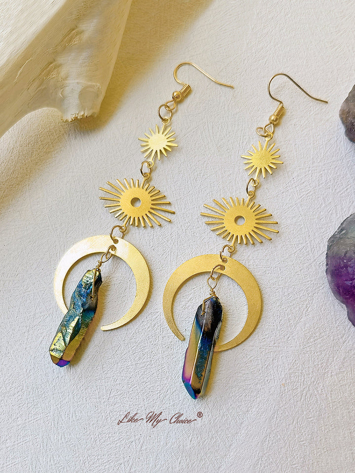 Boucles d'oreilles œil de sorcière en cristal de lune