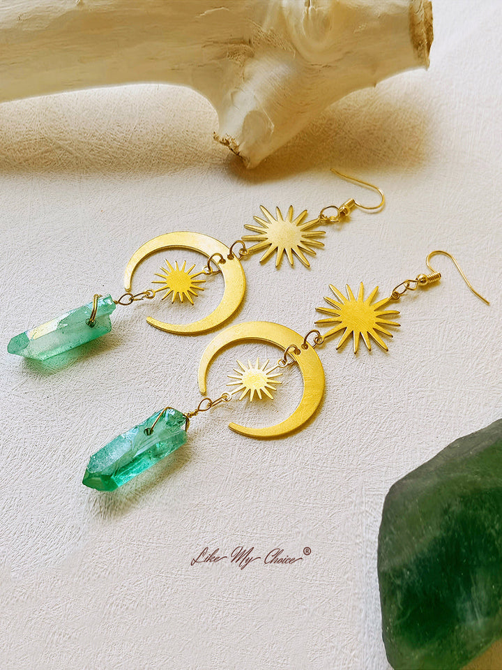 Boucles d'oreilles œil de sorcière en cristal de lune