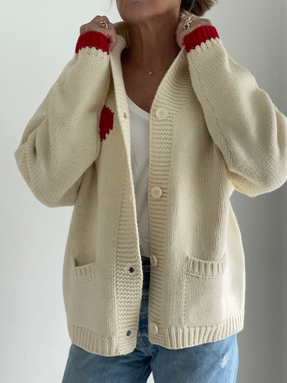 Fun heart pattern cardigan sweater jacket