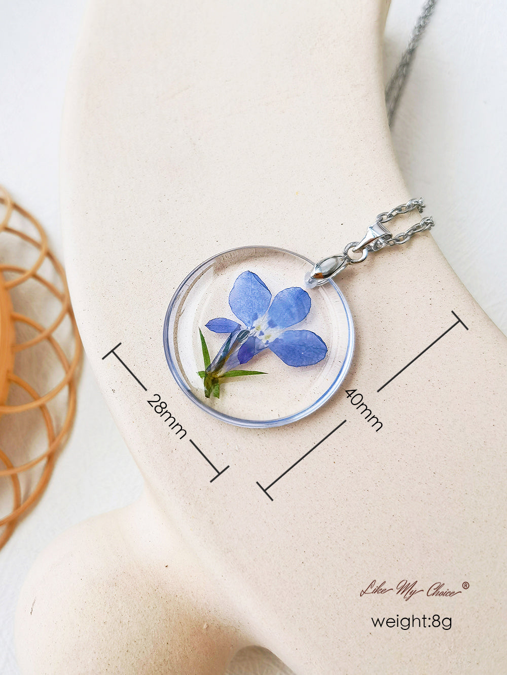 Romantische lente februari Geboortebloem Lobelia Hars Ketting