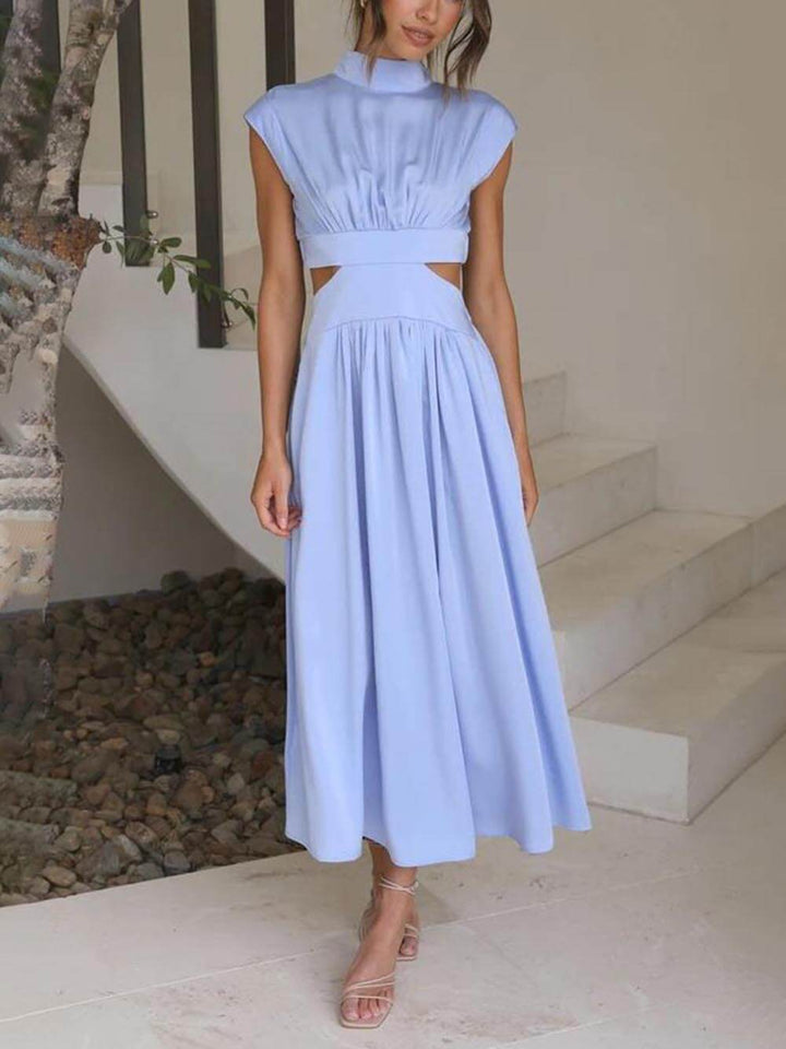 Robe midi de vacances à taille découpée et à poches