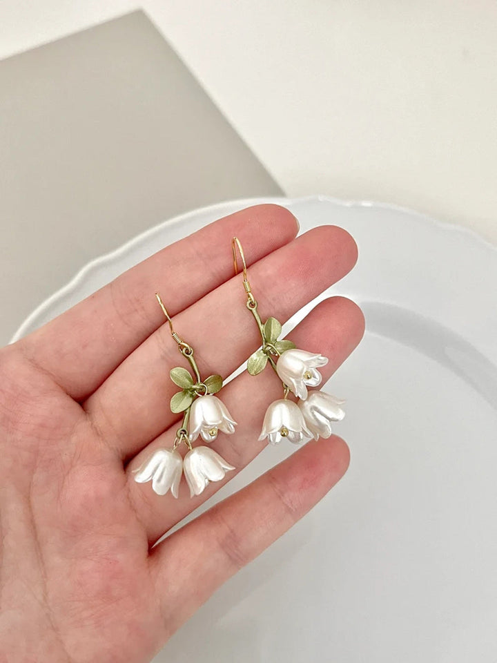 Boucles d'oreilles Tassel - Tulipes Bow White Fairy Flowers