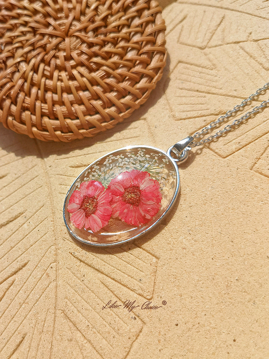 Hars Hanger Ketting Met Gesanghua Gedroogde Bloemen