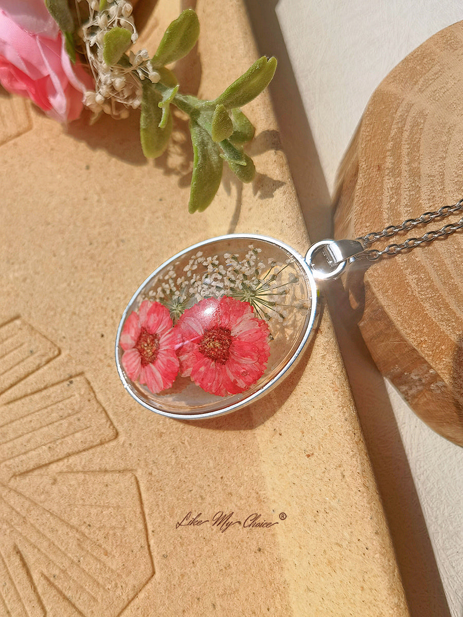 Hars Hanger Ketting Met Gesanghua Gedroogde Bloemen