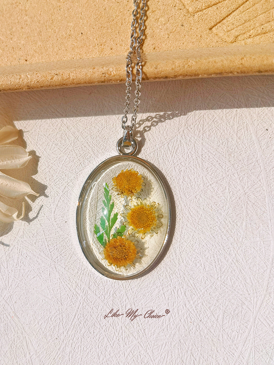 Hars Hanger Ketting Met Eeuwige Zonnebloem Gedroogde Bloemen