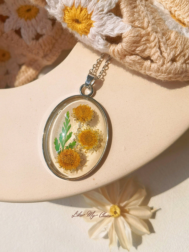 Hars Hanger Ketting Met Eeuwige Zonnebloem Gedroogde Bloemen