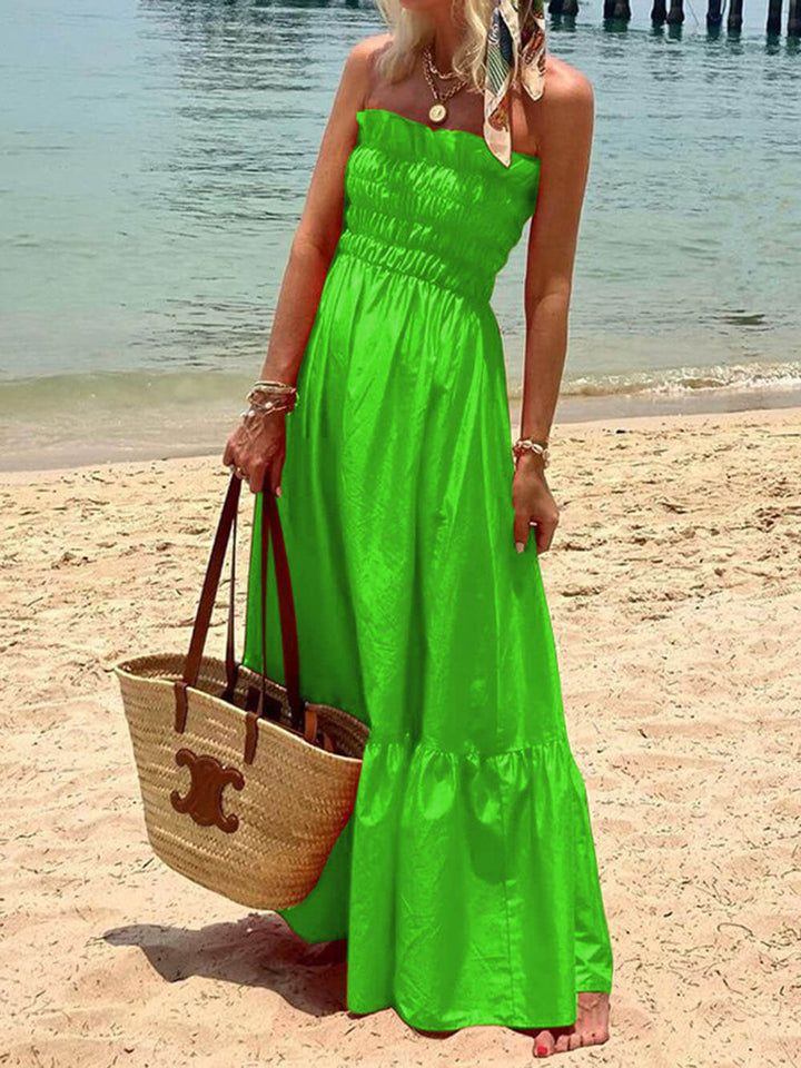 Gesmokte buste Off Shoulder Vakantie Maxi Dress