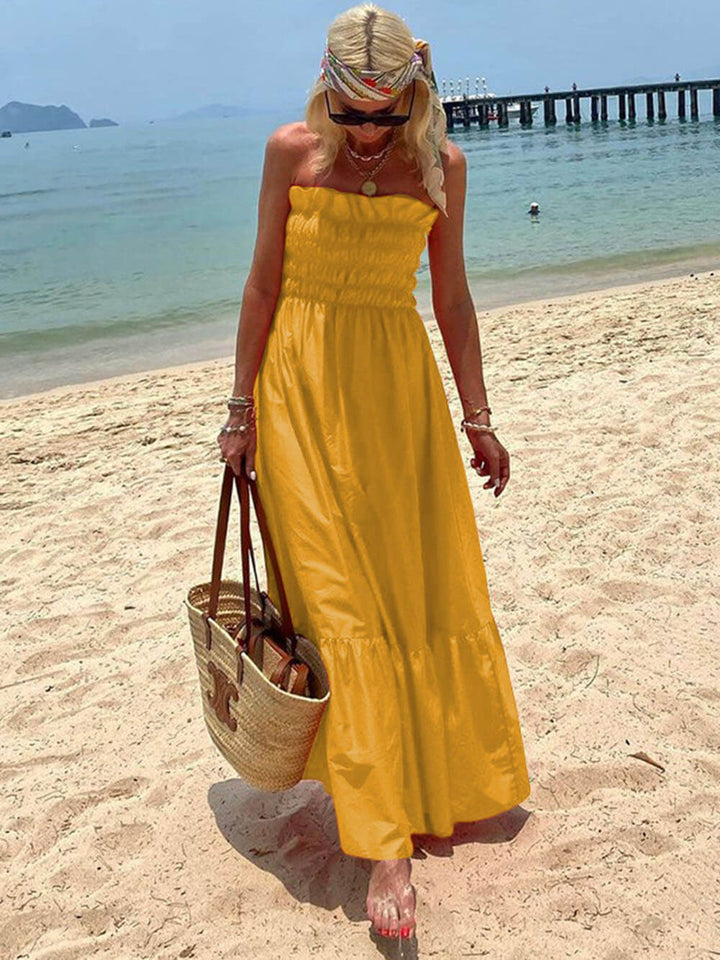 Gesmokte buste Off Shoulder Vakantie Maxi Dress