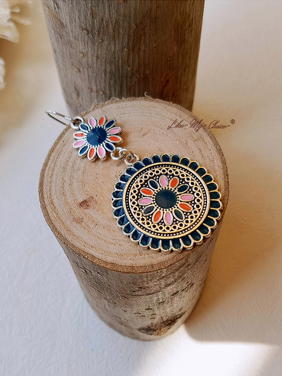 Ethnic Flower Dangle Drop Boho Σκουλαρίκια