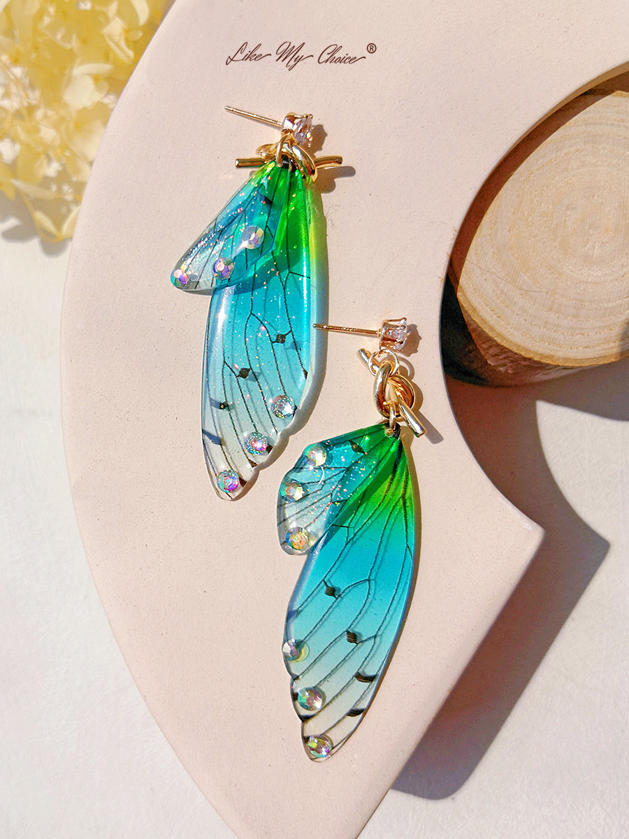 Butterfly Wing Asymmetrical Earring Crystal Diamond Earring